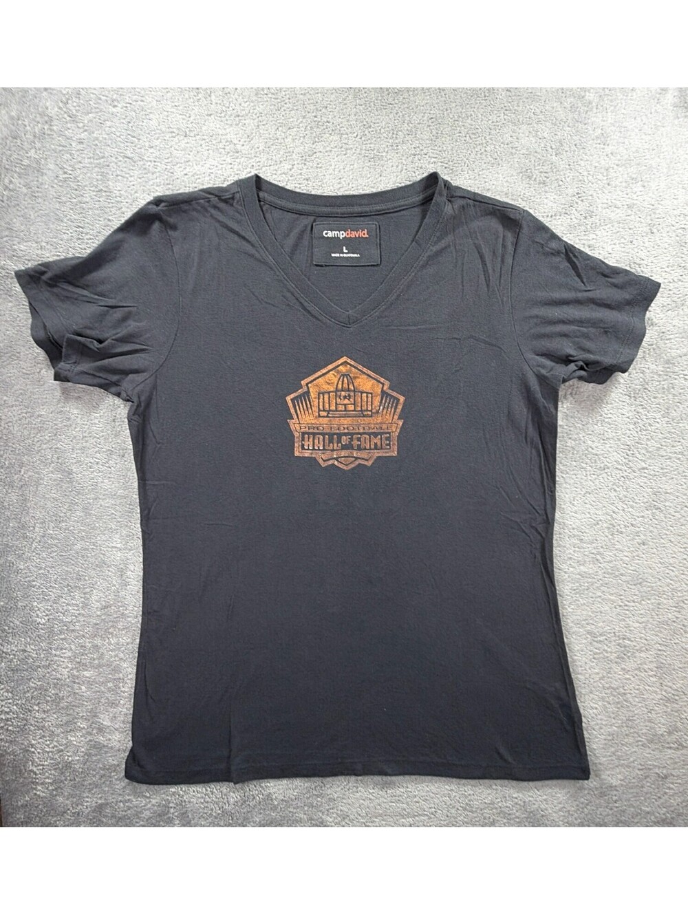 Camp David Pro Football Hall of Fame T-Shirt Womens Size Large V-Neck